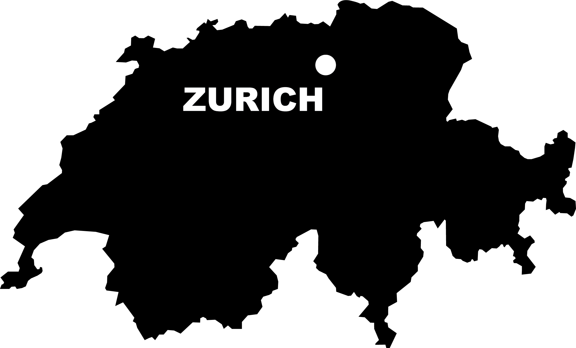 Switzerland map graphic with Zurich pinpointed, representing ZurichSofia's Swiss roots